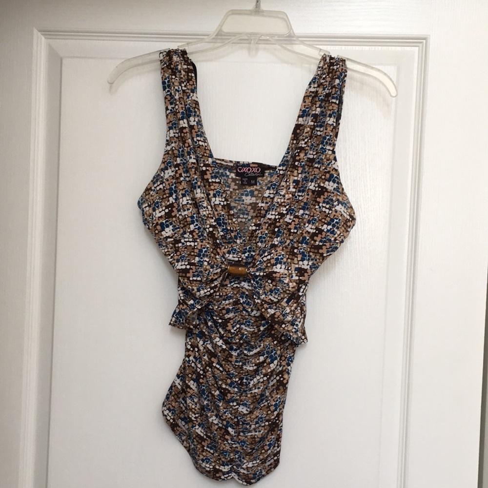 OXOXO Polyester Halter style Top. Browns, Blues M